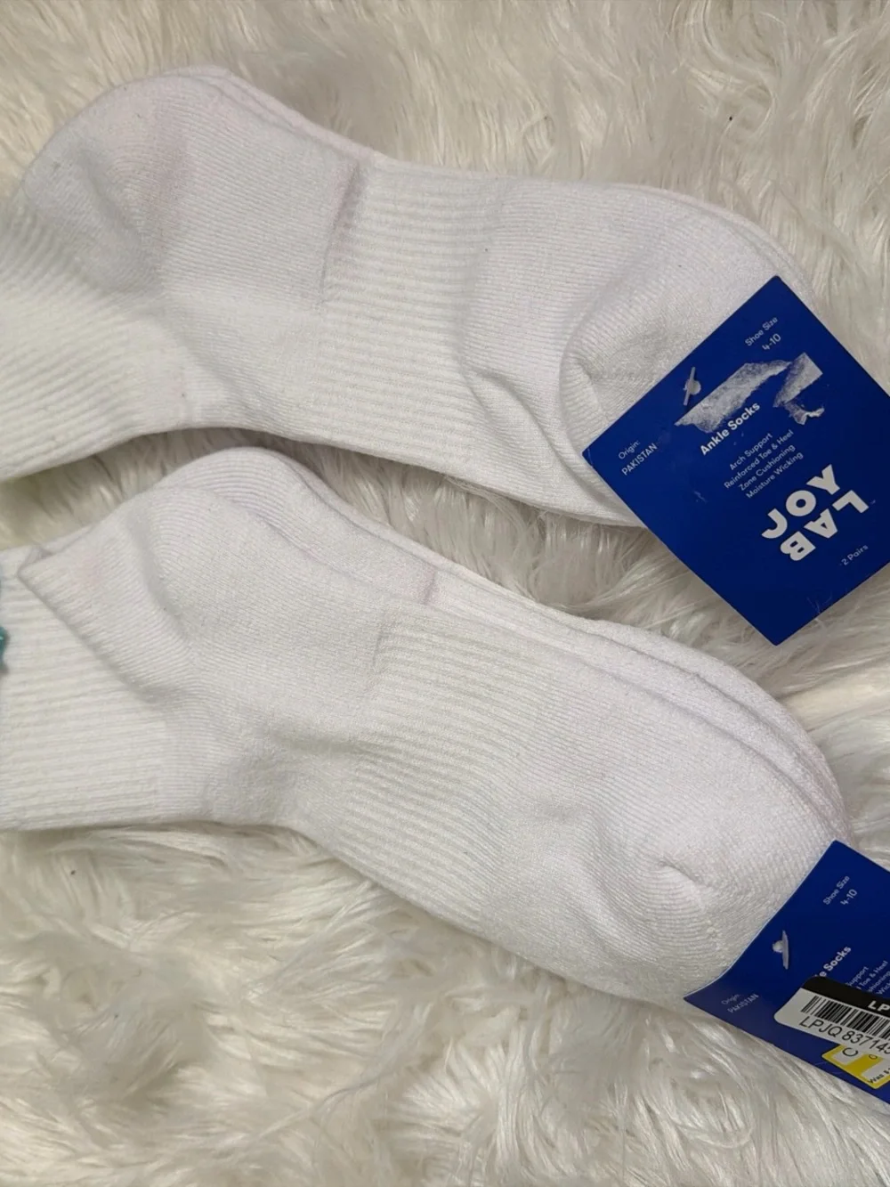 JoyLab White Ankle Socks with Yellow Ruffle Trim